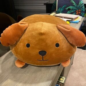 Daiso Plush Brown Dog Pet Pillow - Soft Brown & Rust Ears